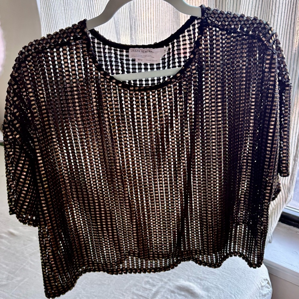 Urban Outfitters Black Mesh Crop Top